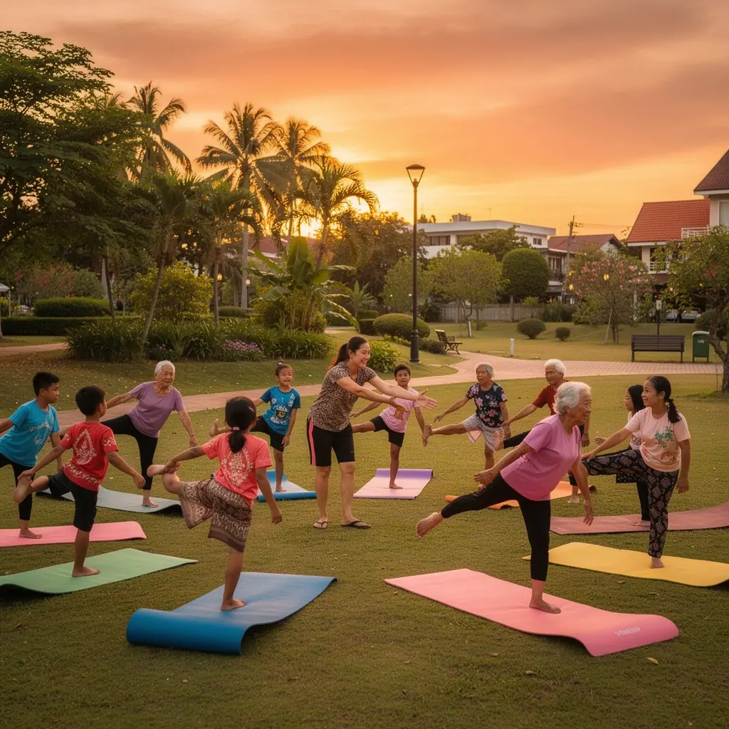 ผู้หญิงกำลังทำท่าบาลานซ์เพื่อเพิ่มความแข็งแรงและยืดหยุ่น